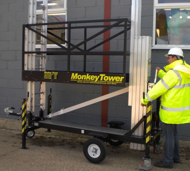 Monkey Tower easily winds up to 75kg of tools up with the tower